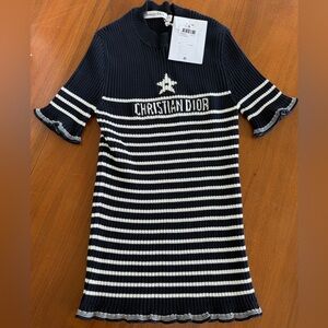 Dior Navy and White Striped Top